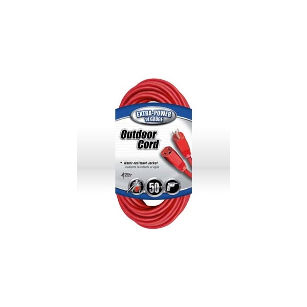 Southwire SJTW Extension Cord, 14 AWG, Outdoor, 14/3, 1 Outlets, 5-15R, Red, 5-15P, 50 ft 2408 - main